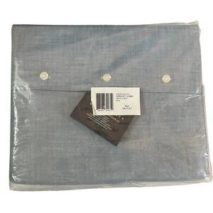 Ralph Lauren Home Workshirt Chambray Blue Flat Sheet Bedding Queen New